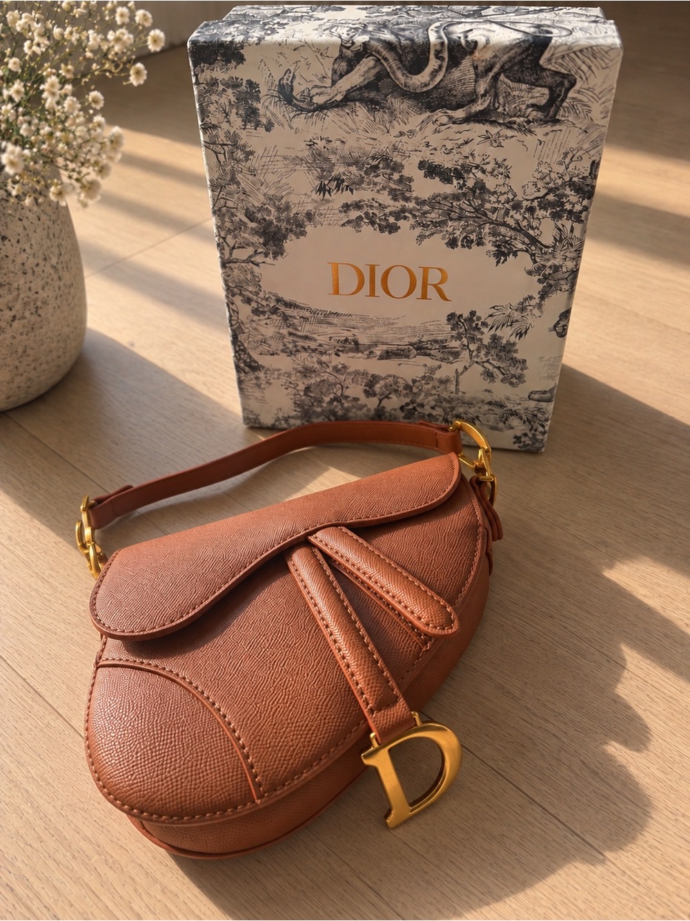Dior Mini Saddle Bag in Salmon Pink with Gold Hardware